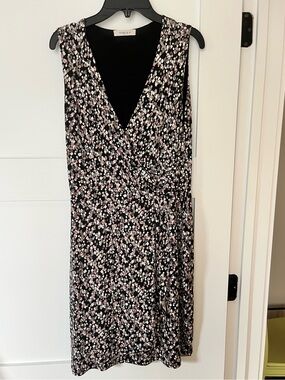 Gilli Black Sleeveless Midi Dress with Pink & White Floral Print